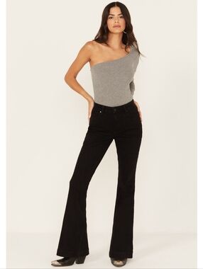 Shyanne Buckle Women's High Rise Stretch Flare Jeans - Black 30